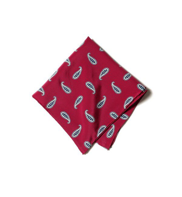 BEAMS PLUS「BEAMS PLUS / ペイズリー プリント シルク チーフ」|ハンカチ|RED