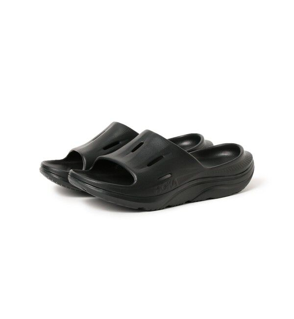 BEAMS「HOKA / ORA RECOVERY SLIDE 3」|サンダル|BLACK/BLACK