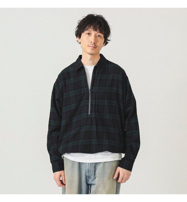 BEAMS「ワイドフィット チェック プルオーバーシャツ」|シャツ・ブラウス|