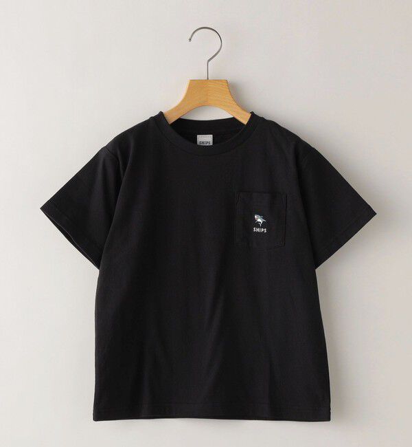 SHIPS KIDS「SHIPS KIDS:145cm / ワンポイント 刺繍 ポケット TEE」|Tシャツ・カットソー|ブラック
