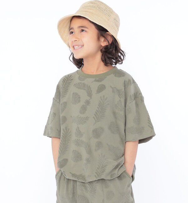 SHIPS KIDS「SHIPS KIDS:100～130cm / パイル ジャカード TEE」|Tシャツ・カットソー|オリーブ
