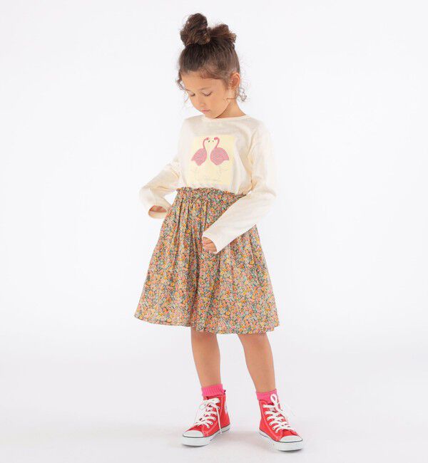 SHIPS KIDS「SHIPS KIDS:100～130cm / ツイン バード フェイクファー 長袖 TEE」|Tシャツ・カットソー|