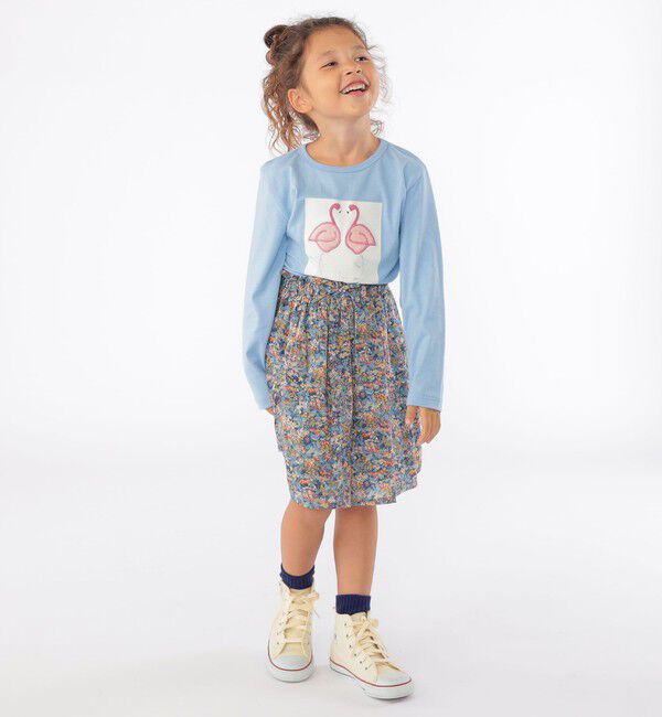 SHIPS KIDS「SHIPS KIDS:100～130cm / ツイン バード フェイクファー 長袖 TEE」|Tシャツ・カットソー|