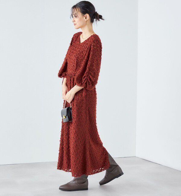 SHIPS for women「〈洗濯機可能 / セレモニー対応可〉kaene:フリンジ 袖 ボリューム ワンピース ◇」|ワンピース|