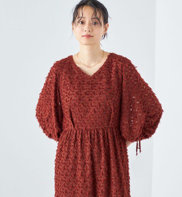 SHIPS for women「〈洗濯機可能 / セレモニー対応可〉kaene:フリンジ 袖 ボリューム ワンピース ◇」|ワンピース|