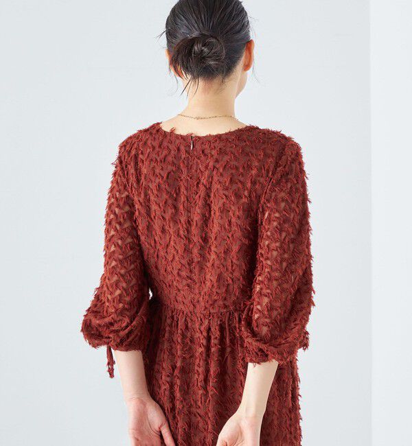 SHIPS for women「〈洗濯機可能 / セレモニー対応可〉kaene:フリンジ 袖 ボリューム ワンピース ◇」|ワンピース|