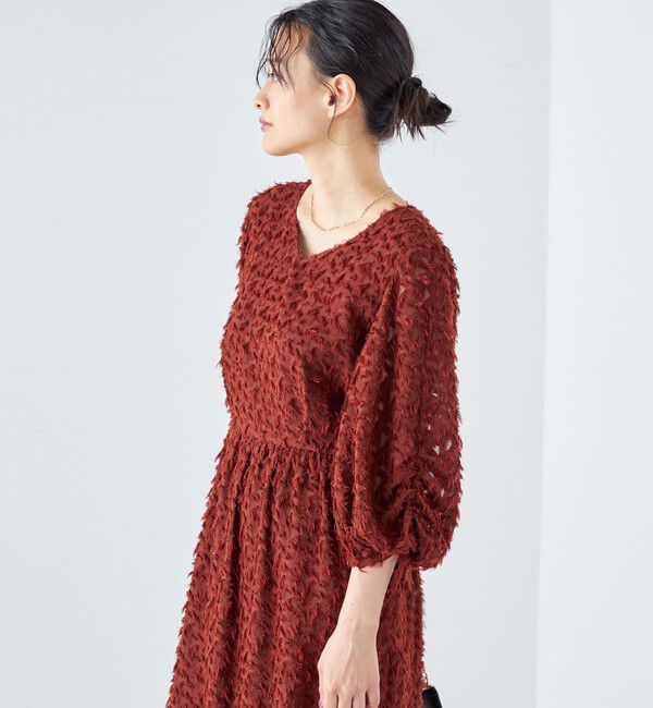 SHIPS for women「〈洗濯機可能 / セレモニー対応可〉kaene:フリンジ 袖 ボリューム ワンピース ◇」|ワンピース|