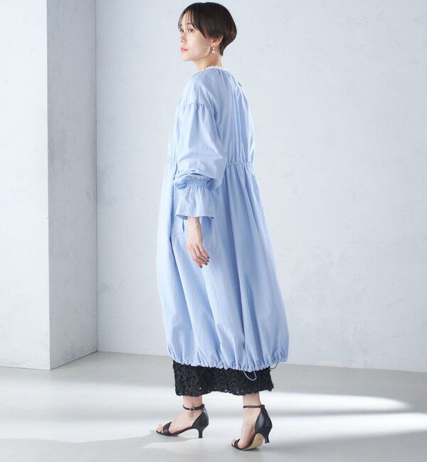 SHIPS for women「〈撥水加工/手洗い可能〉裾 ドロスト ノーカラー ロング コート 24SS ◇」|ノーカラーコート|