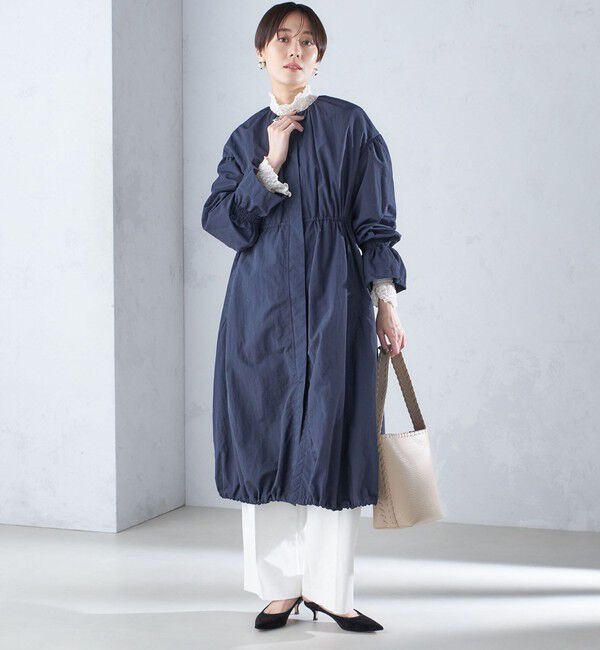 SHIPS for women「〈撥水加工/手洗い可能〉裾 ドロスト ノーカラー ロング コート 24SS ◇」|ノーカラーコート|