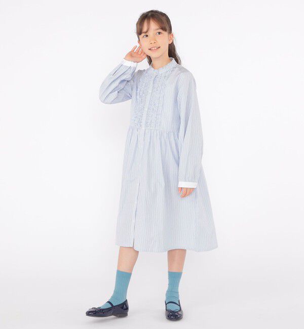 SHIPS KIDS「SHIPS KIDS:140～150cm / フリル シャツ ワンピース」|ワンピース|