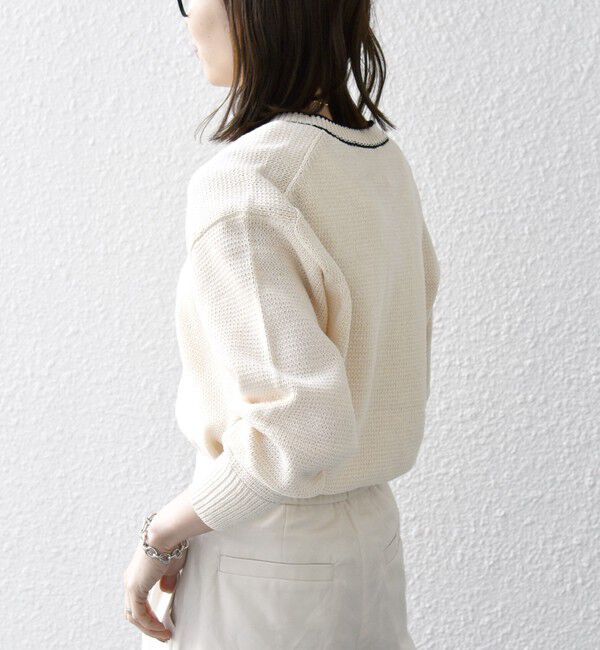 SHIPS any「SHIPS any:〈手洗い可能〉リリヤーン ライン Vネック ニット プルオーバー」|ニット・セーター|