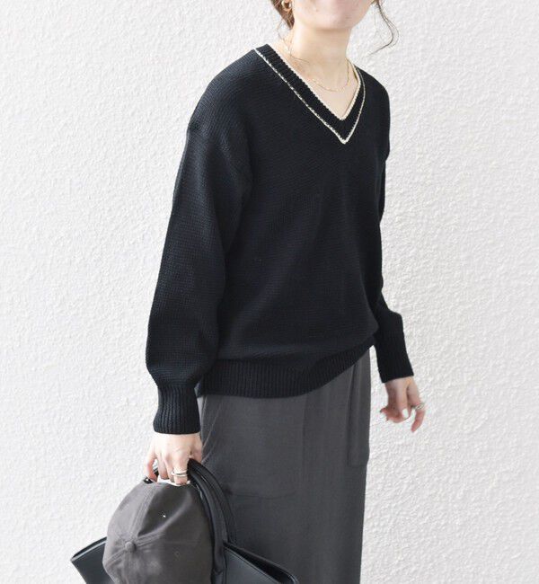 SHIPS any「SHIPS any:〈手洗い可能〉リリヤーン ライン Vネック ニット プルオーバー」|ニット・セーター|