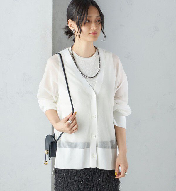 SHIPS for women「〈手洗い可能〉シアー ミドル丈 カーディガン ◇」|カーディガン|