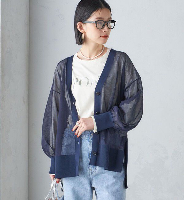 SHIPS for women「〈手洗い可能〉シアー ミドル丈 カーディガン ◇」|カーディガン|