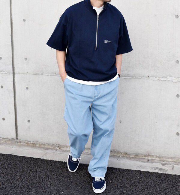 SHIPS any「SHIPS any: COTTON USA ワンポイント ロゴ ハーフジップ Tシャツ◇」|Tシャツ・カットソー|