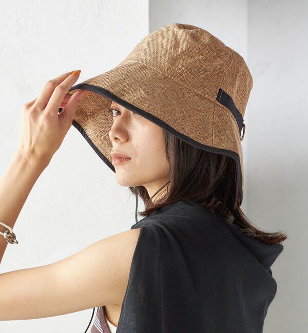 SHIPS for women「Rmeria:〈UVカット / 手洗い可能〉ペーパーライク パイピング ハット 」|ハット|ベージュ系