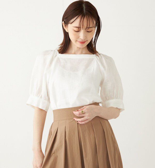 SHIPS Colors 「SHIPS Colors:〈洗濯機可能〉リネン パフスリーブ ブラウス」|シャツ・ブラウス|オフホワイト