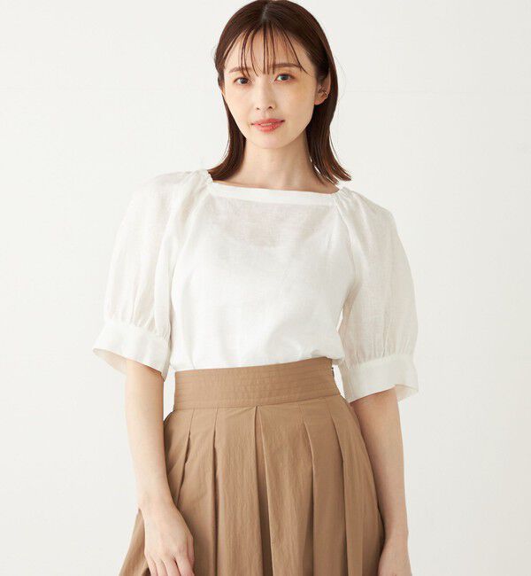 SHIPS Colors 「SHIPS Colors:〈洗濯機可能〉リネン パフスリーブ ブラウス」|シャツ・ブラウス|