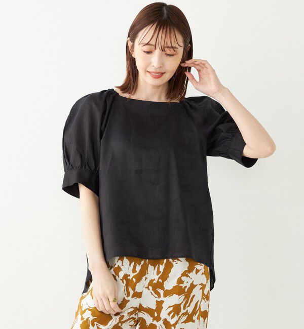 SHIPS Colors 「SHIPS Colors:〈洗濯機可能〉リネン パフスリーブ ブラウス」|シャツ・ブラウス|ブラック