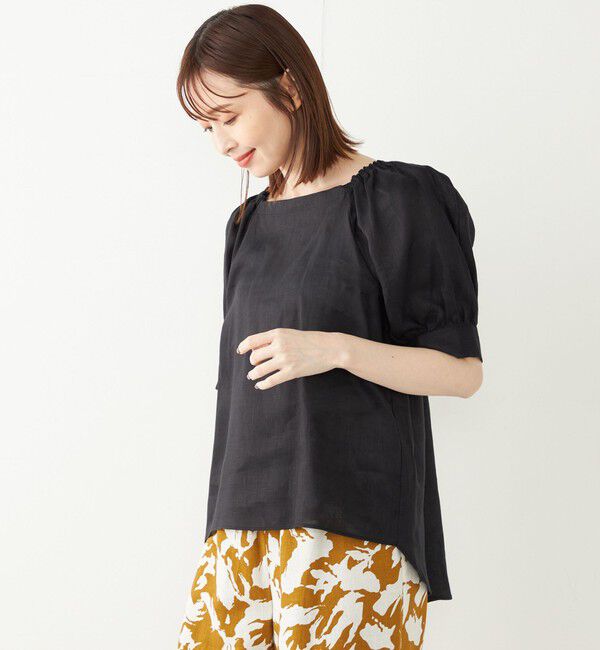 SHIPS Colors 「SHIPS Colors:〈洗濯機可能〉リネン パフスリーブ ブラウス」|シャツ・ブラウス|