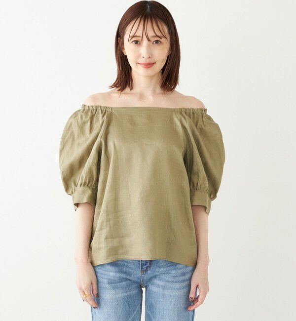 SHIPS Colors 「SHIPS Colors:〈洗濯機可能〉リネン パフスリーブ ブラウス」|シャツ・ブラウス|