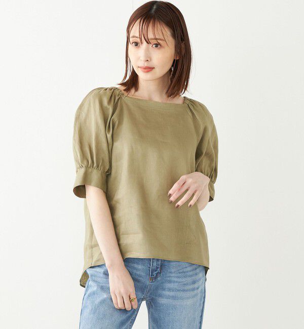 SHIPS Colors 「SHIPS Colors:〈洗濯機可能〉リネン パフスリーブ ブラウス」|シャツ・ブラウス|