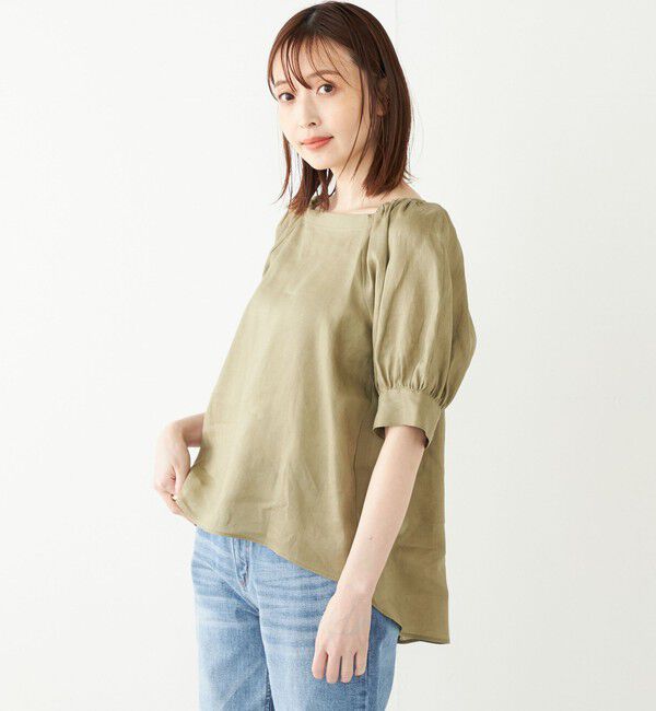 SHIPS Colors 「SHIPS Colors:〈洗濯機可能〉リネン パフスリーブ ブラウス」|シャツ・ブラウス|