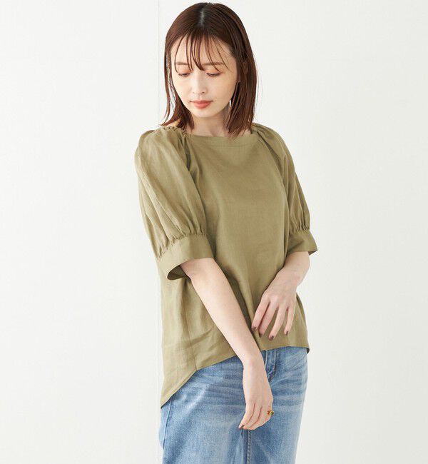 SHIPS Colors 「SHIPS Colors:〈洗濯機可能〉リネン パフスリーブ ブラウス」|シャツ・ブラウス|