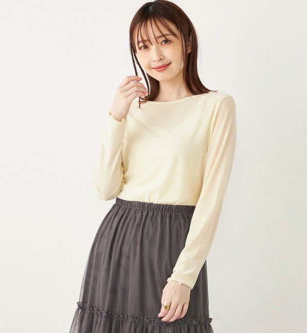 SHIPS Colors 「SHIPS Colors:〈手洗い可能〉メッシュ ポリエステルベロア クルーネック トップス◇」|Tシャツ・カットソー|オフホワイト