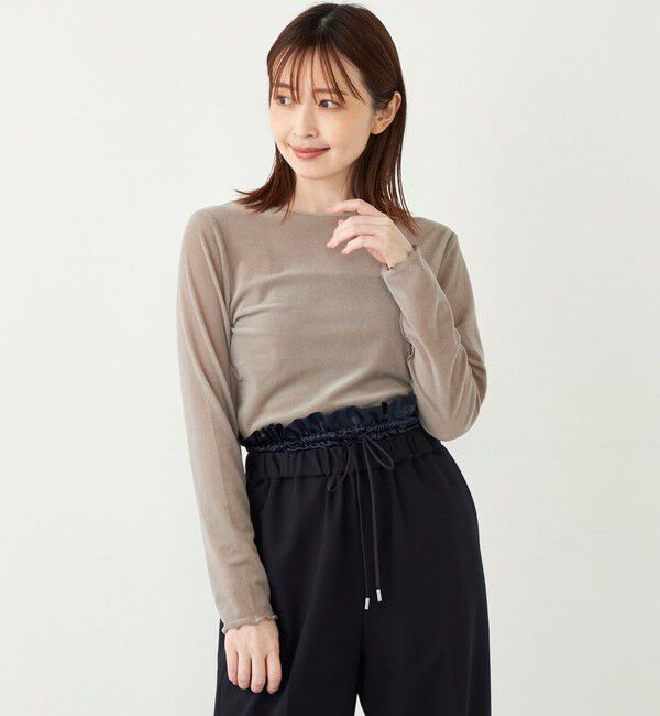 SHIPS Colors 「SHIPS Colors:〈手洗い可能〉メッシュ ポリエステルベロア クルーネック トップス◇」|Tシャツ・カットソー|グレー