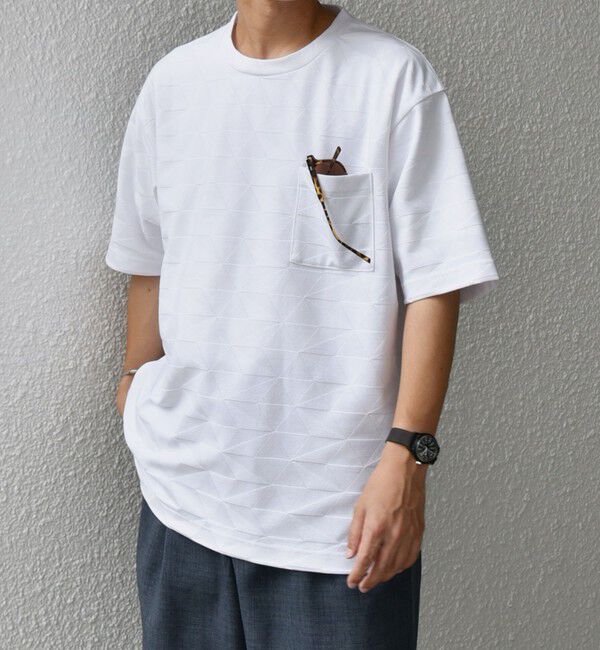 SHIPS any「SHIPS any: ジオメリンクス ジャカード ポケット Tシャツ◇」|Tシャツ・カットソー|ホワイト