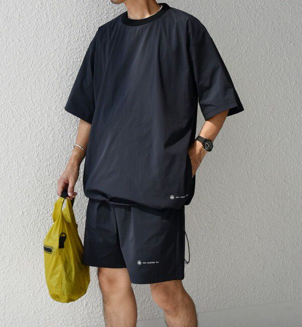 SHIPS any「【WEB限定】SHIPS any:ワッシャーナイロン スピンドル Tシャツ＋イージーショーツ セットアップ◆」|Tシャツ・カットソー|ブラック