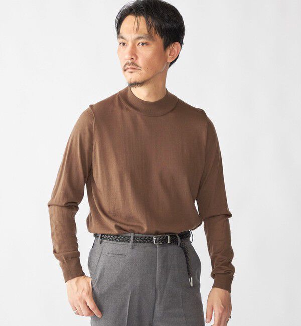 SHIPS「SHIPS:〈手洗い可能〉HANDFRAME 16ゲージ モックネック ニット」|ニット・セーター|