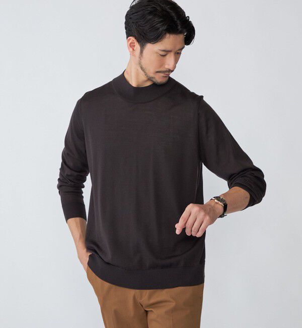 SHIPS「SHIPS:〈手洗い可能〉HANDFRAME 16ゲージ モックネック ニット」|ニット・セーター|