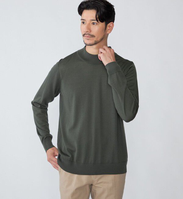 SHIPS「SHIPS:〈手洗い可能〉HANDFRAME 16ゲージ モックネック ニット」|ニット・セーター|