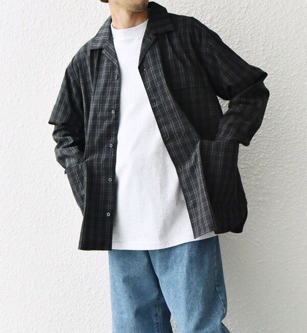 SHIPS any「SHIPS any: モノトーン チェック サイドポケット シャツ ジャケット◇」|シャツ・ブラウス|ブラック