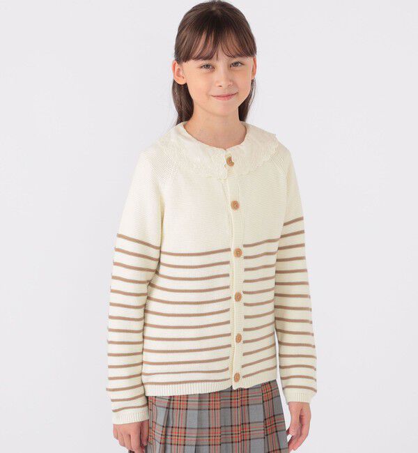 SHIPS KIDS「SHIPS KIDS:130～155cm / 〈洗濯機可能〉ボーダー カーディガン」|カーディガン|