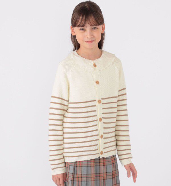 SHIPS KIDS「SHIPS KIDS:130～155cm / 〈洗濯機可能〉ボーダー カーディガン」|カーディガン|