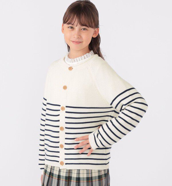 SHIPS KIDS「SHIPS KIDS:130～155cm / 〈洗濯機可能〉ボーダー カーディガン」|カーディガン|