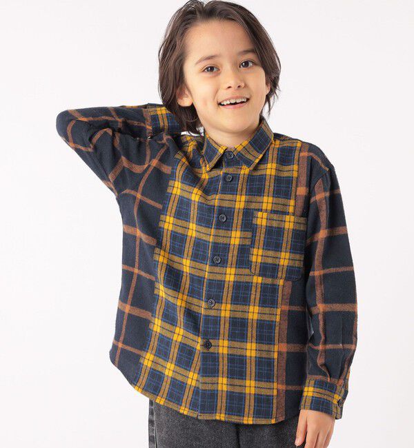 SHIPS KIDS「SHIPS KIDS:100～130cm / チェック パターン シャツ」|シャツ・ブラウス|イエロー系