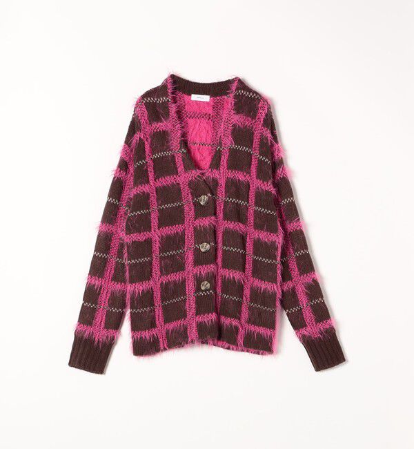 SHIPS any「SHIPS any:〈手洗い可能〉シャギー チェック Vネック カーディガン」|カーディガン|