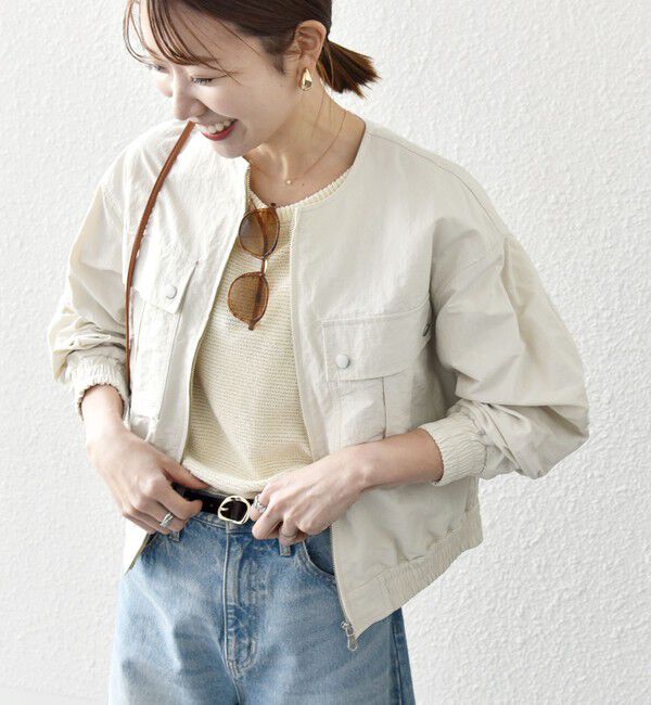 SHIPS any「SHIPS any:〈洗濯機可能〉ノーカラー コンパクト ポケット ブルゾン」|ブルゾン・スタジャン|