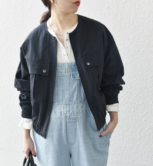 SHIPS any「SHIPS any:〈洗濯機可能〉ノーカラー コンパクト ポケット ブルゾン」|ブルゾン・スタジャン|