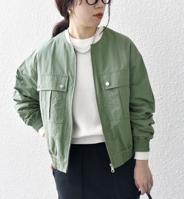 SHIPS any「SHIPS any:〈洗濯機可能〉ノーカラー コンパクト ポケット ブルゾン」|ブルゾン・スタジャン|