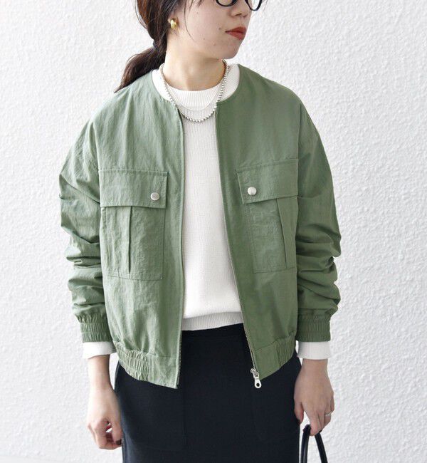 SHIPS any「SHIPS any:〈洗濯機可能〉ノーカラー コンパクト ポケット ブルゾン」|ブルゾン・スタジャン|