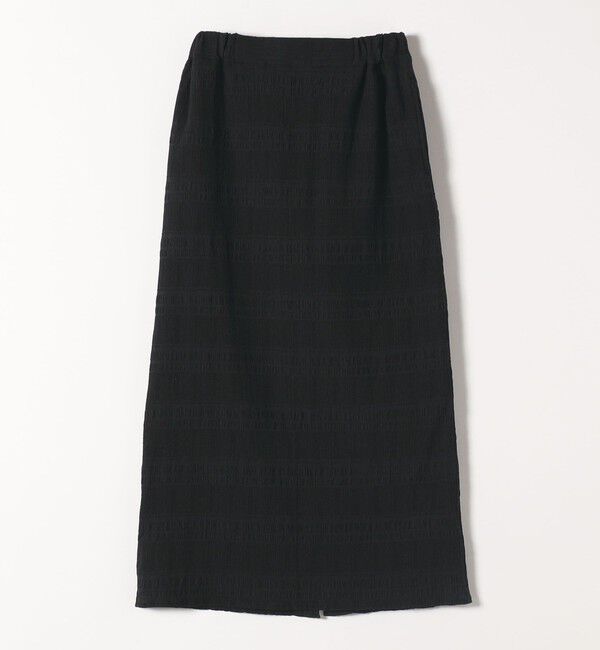 quaranciel「quaranciel:〈洗濯機可能〉シャーリング ボーダー Iライン スカート」|タイト|