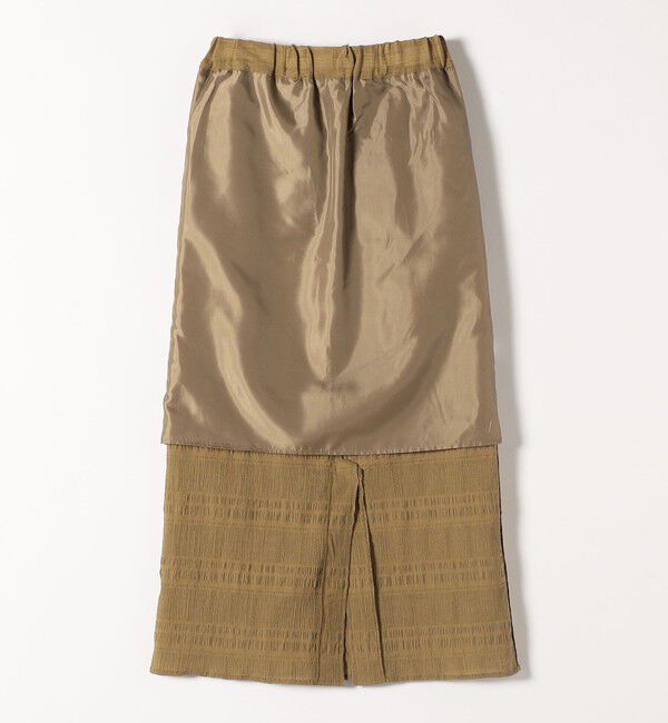 quaranciel「quaranciel:〈洗濯機可能〉シャーリング ボーダー Iライン スカート」|タイト|