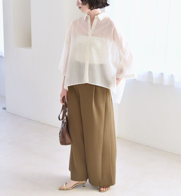 quaranciel「quaranciel:〈手洗い可能〉シアー ストライプ ボーダー ビッグ シャツ」|シャツ・ブラウス|