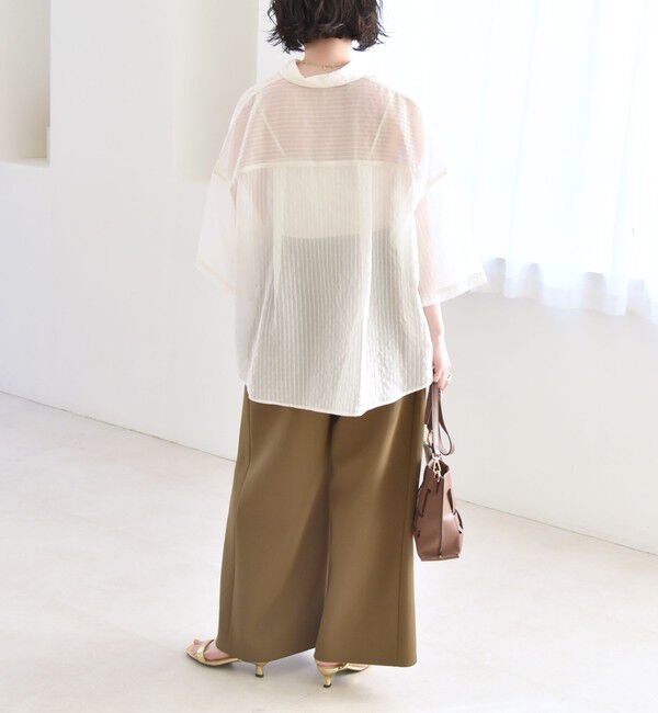 quaranciel「quaranciel:〈手洗い可能〉シアー ストライプ ボーダー ビッグ シャツ」|シャツ・ブラウス|