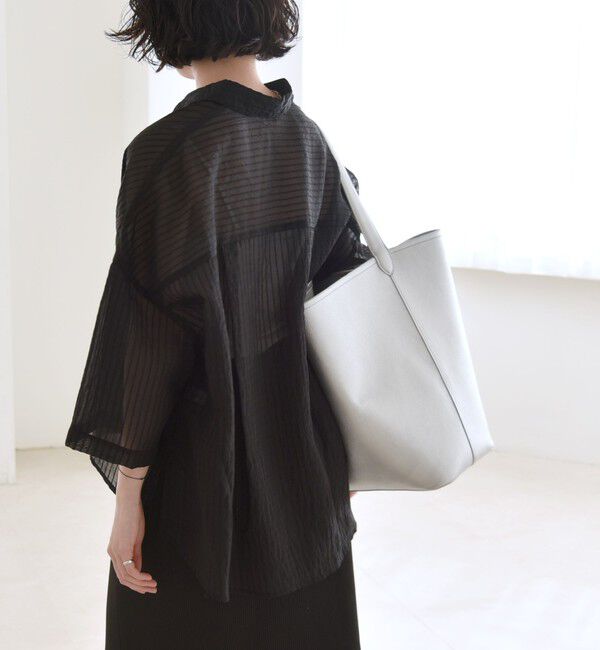 quaranciel「quaranciel:〈手洗い可能〉シアー ストライプ ボーダー ビッグ シャツ」|シャツ・ブラウス|